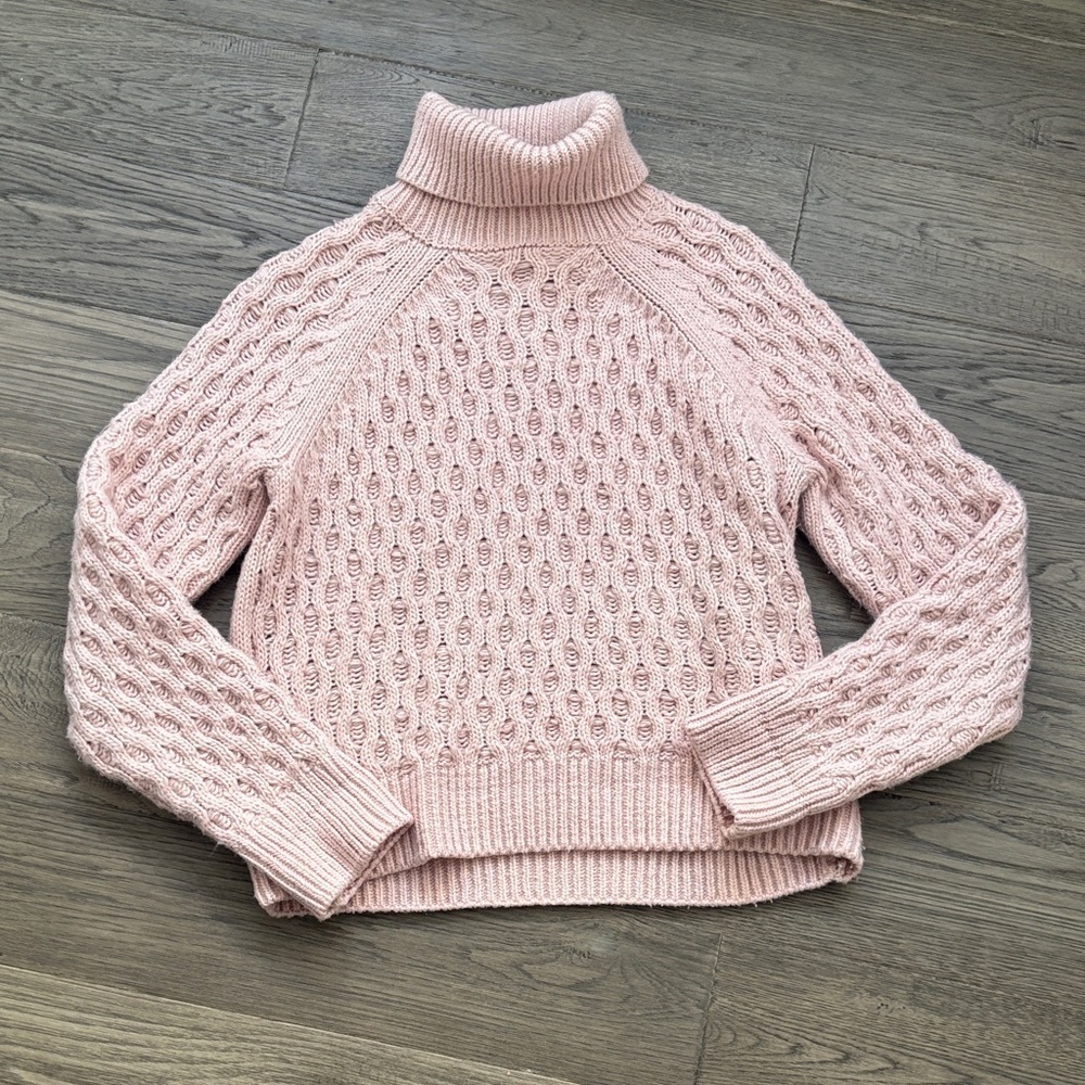 Laundry By Shelli Segal | Light Pink Textured Turtleneck Knit Sweater Size Large